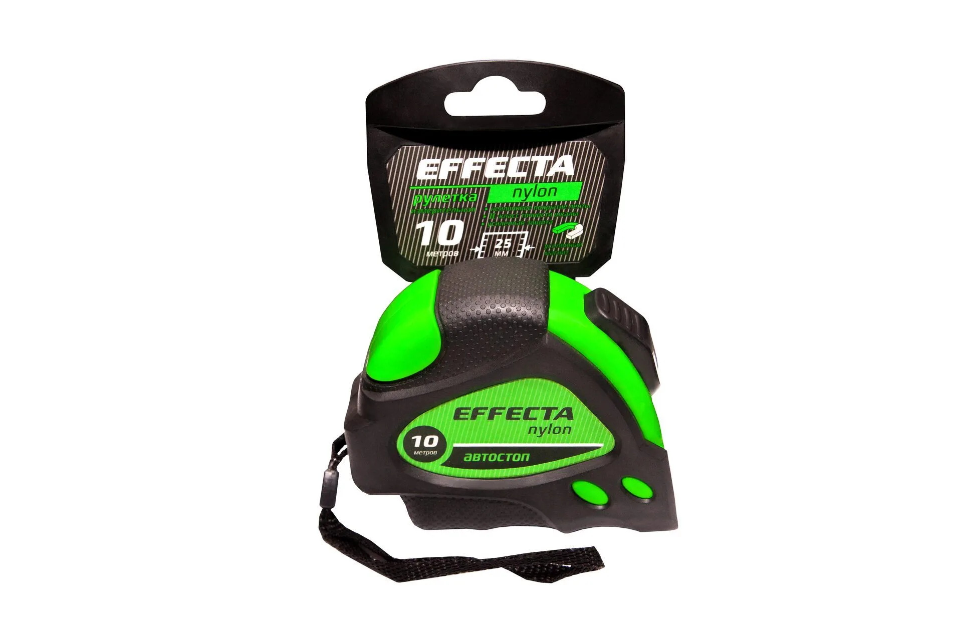 Рулетка 10м с магнитом, 2 фиксатора Effecta Nylon