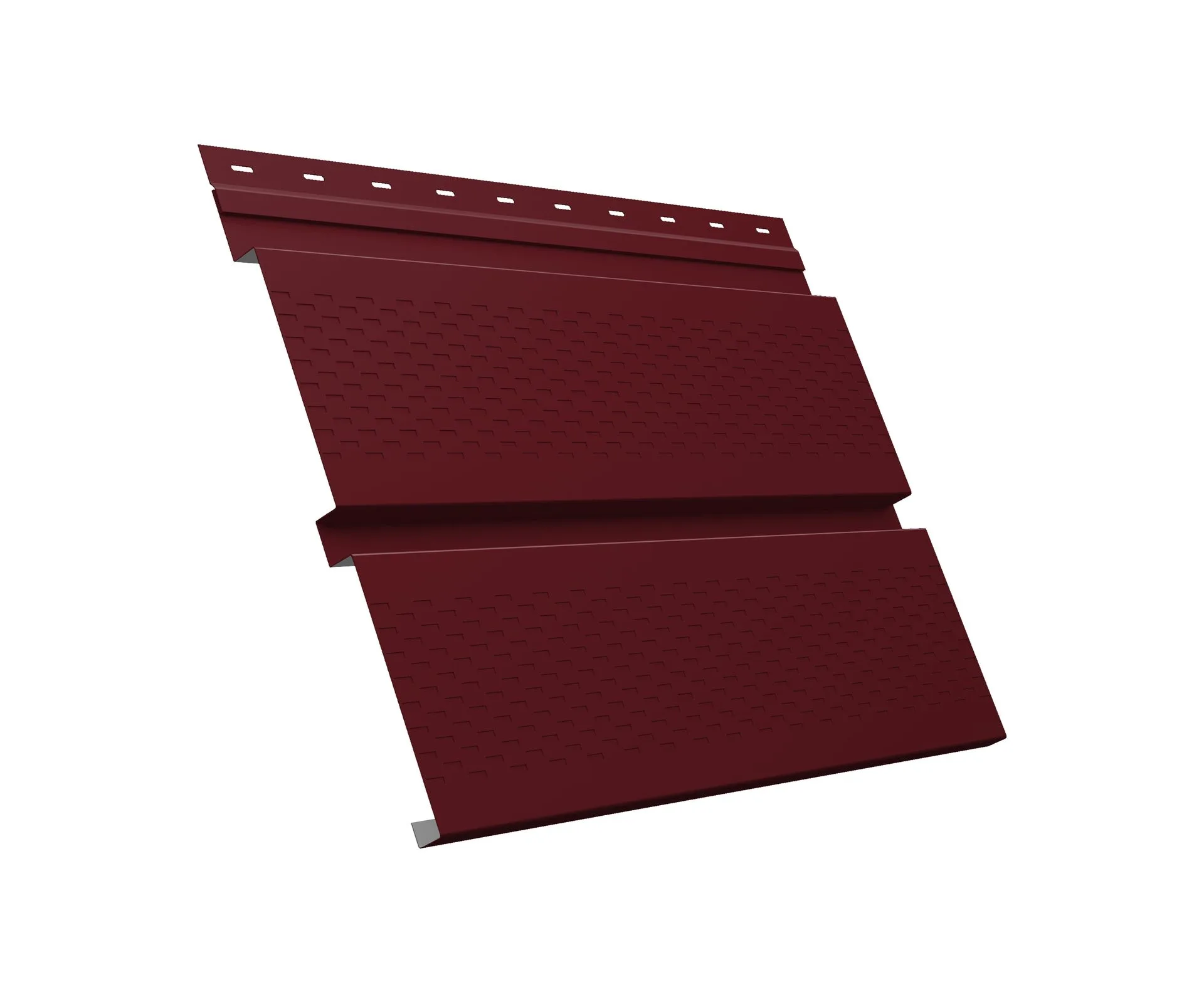 Софит металлический Квадро Брус с перфорацией 0,5 Satin Matt с пленкой RAL 3005 красное вино