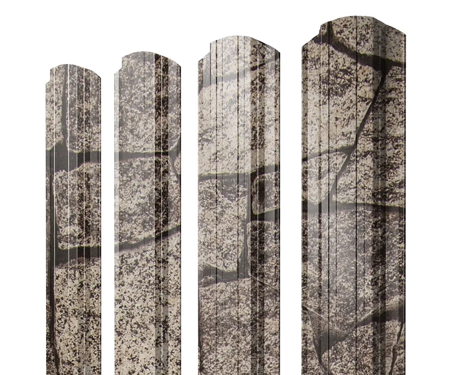 Штакетник Прямоугольный фигурный 0,45 Print Elite King Stone TwinColor