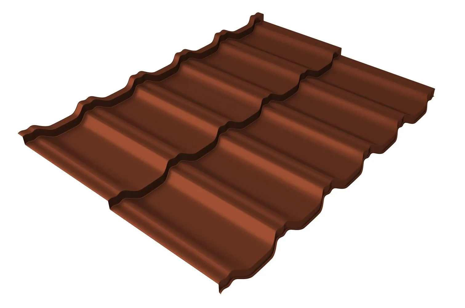 Металлочерепица модульная квинта Uno Grand Line c 3D резом 0,5 Satin Matt RAL 8004 терракота