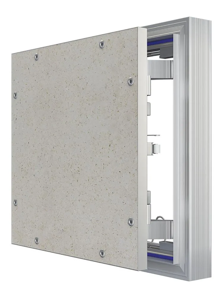 Люк ревизионный D Ceramo Optimum 300х300 скрытый монтаж петля алюминий EVECS