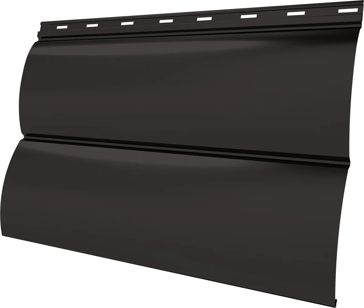 Сайдинг металлический Блок-хаус новый Grand Line 0,45 Drap с пленкой RR 32 темно-коричневый