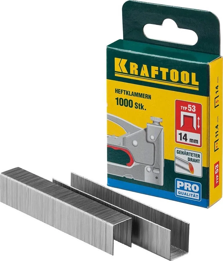 Скобы для степлера Kraftool 14мм узкие тип 53 1000шт (31670-14)