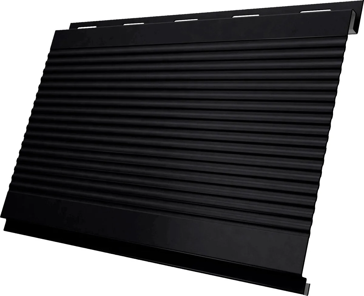 Сайдинг металлический Вертикаль гофр Grand Line 0,45 Drap с пленкой RAL 9005 черный