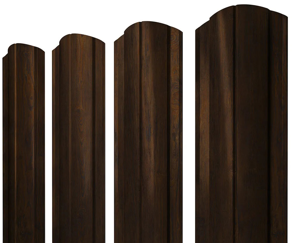 Штакетник Полукруглый Slim фигурный 0,45 Print Elite Chestnut Wood