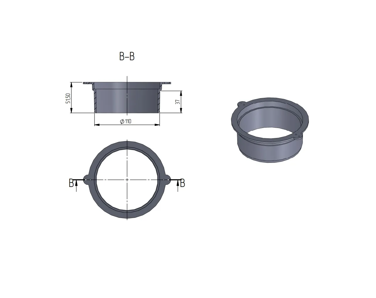 Патрубок для низкопрофильных лотков (DN100 и DN150) Aquastok DN 110 класс нагрузки А15 (9310101)