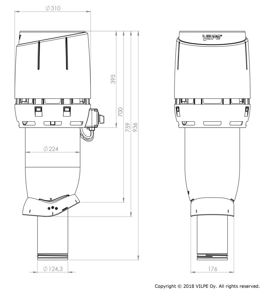 Вентилятор Vilpe Flow Eсo125Р/700 красный