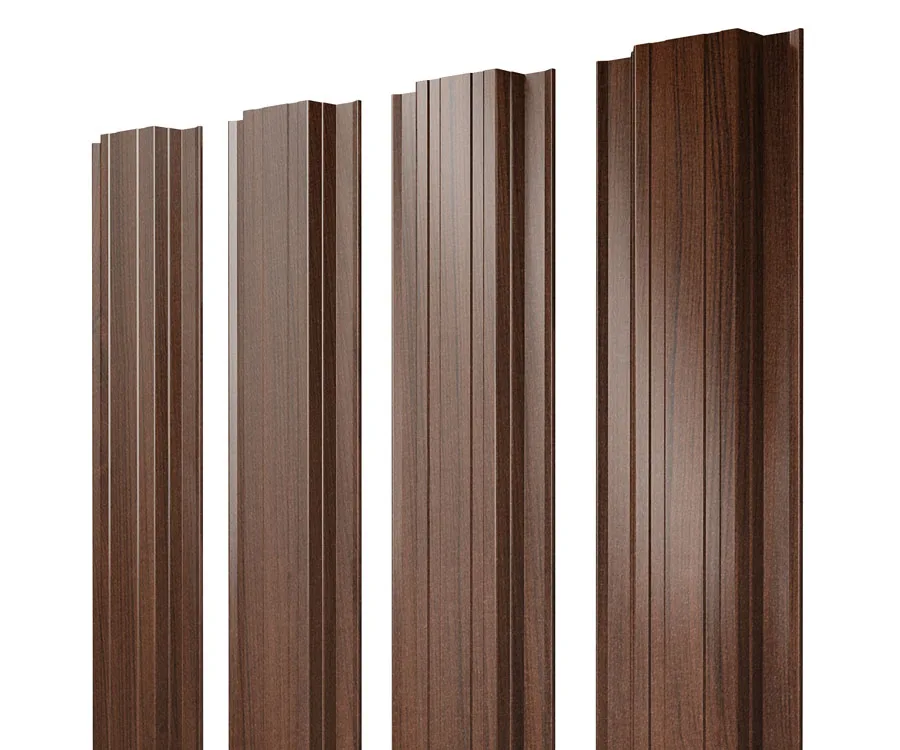 Штакетник Прямоугольный с прямым резом 0,45 Print Elite Choco Wood TwinColor