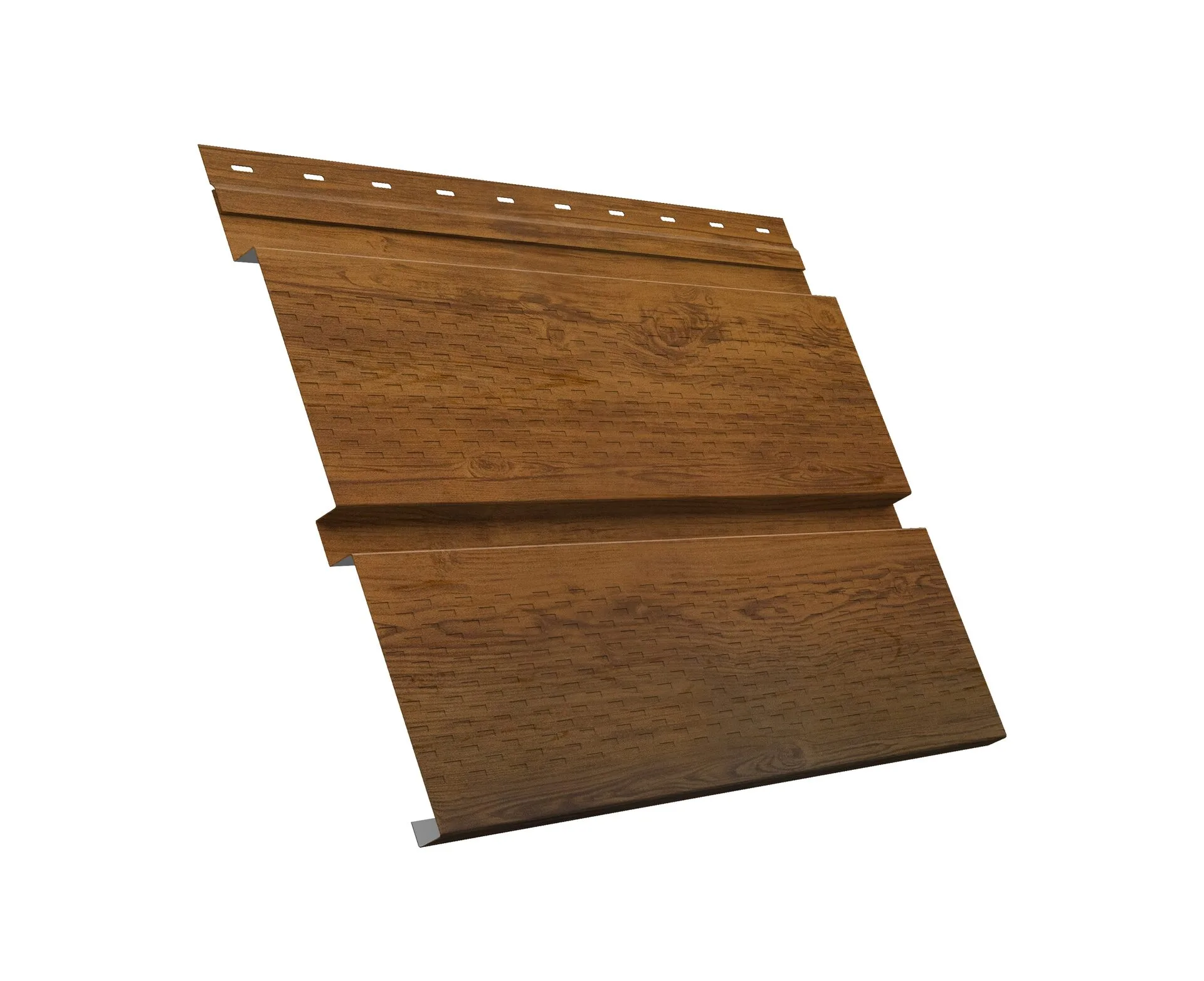 Софит металлический Квадро Брус с перфорацией 0,45 Print Elite с пленкой Golden Wood TwinColor