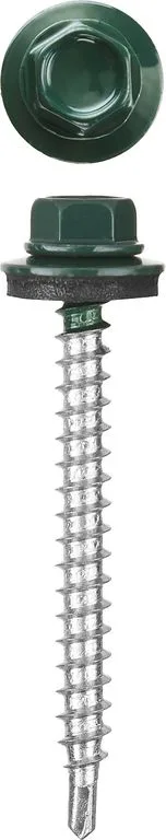 Саморез кровельный, металл-дерево, сверло 4,8х35 RAL 6005