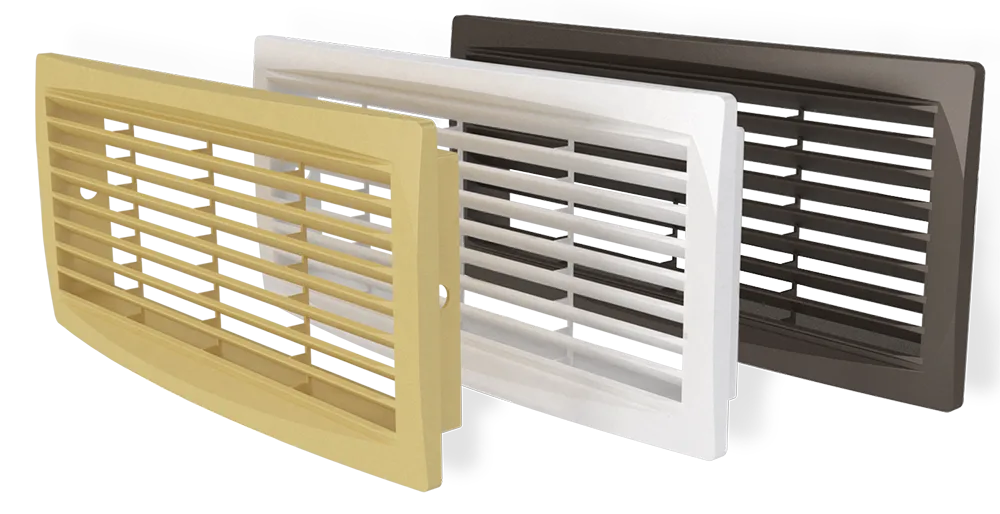 Решетка вентиляционная ДП фланец 275х105 переточная 300х135 пластик Beige ERA