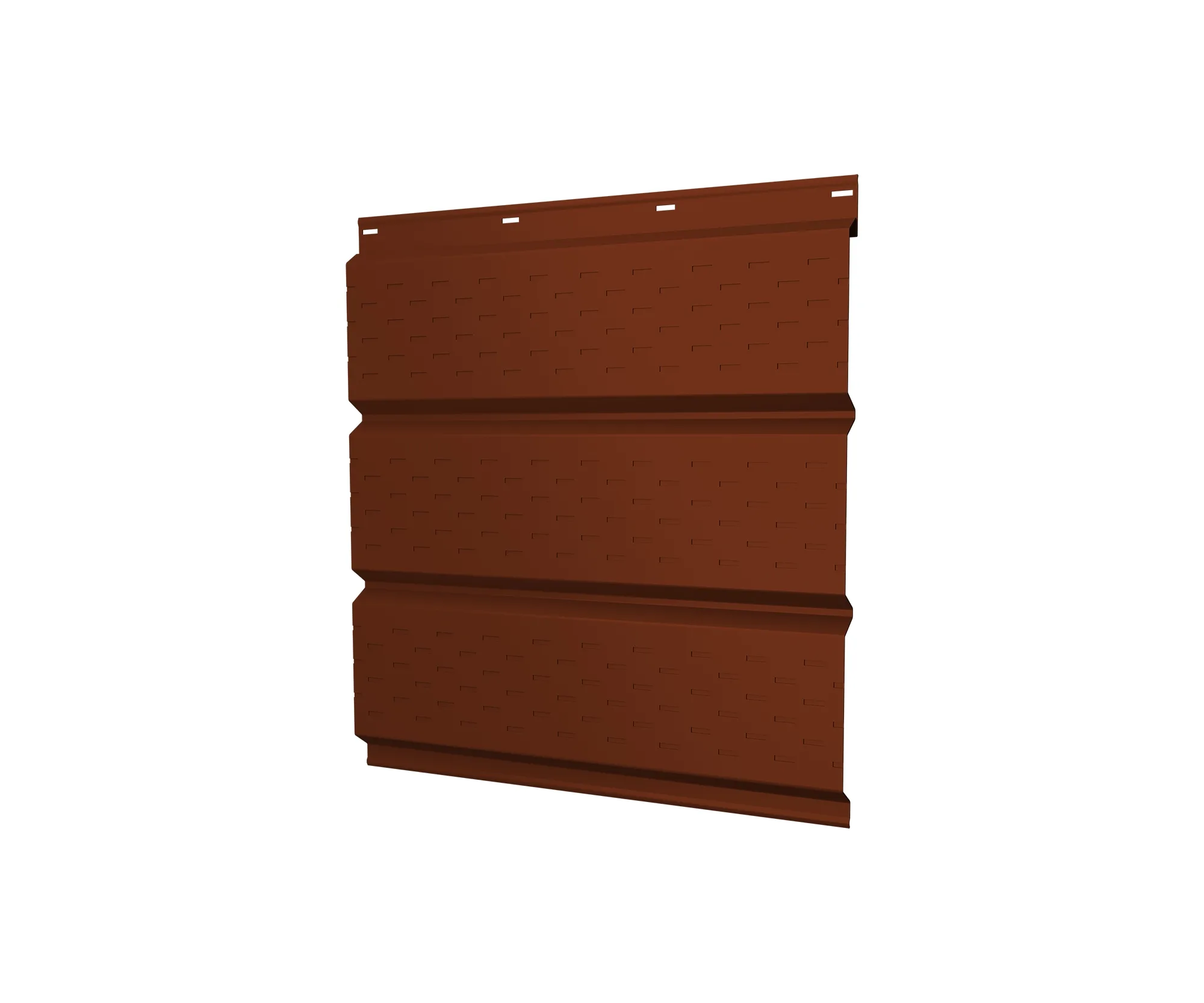 Софит металлический полная перфорация 0,5 Satin с пленкой RAL 3009 оксидно-красный