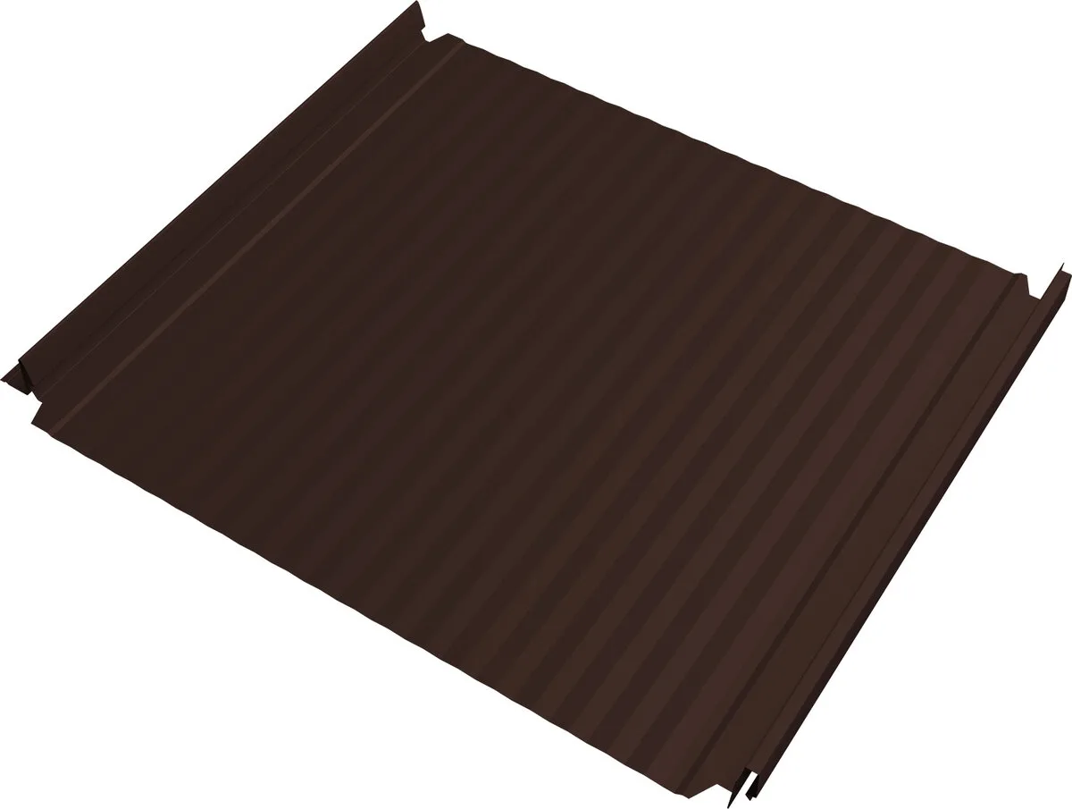 Кликфальц Double Pro Гофр Grand Line 0,45 Drap ТХ двухсторонний с пленкой на замках RAL 8017 шоколад