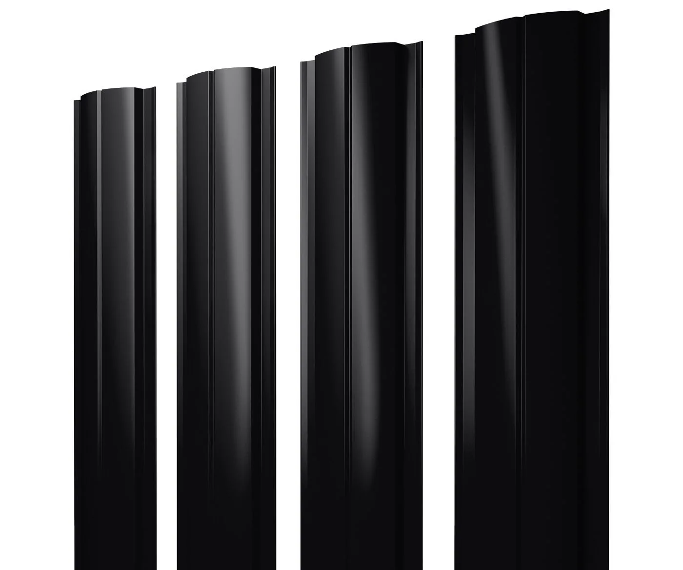 Штакетник Полукруглый Slim с прямым резом 0,5 PurLite Matt RAL 9005 черный